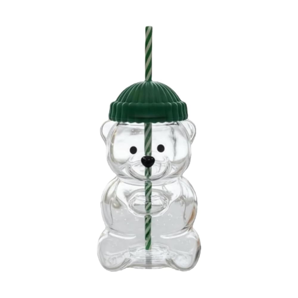 Glass Bear Straw Cup 600 ml Cute Animal Shape Tumbler with — product image 1