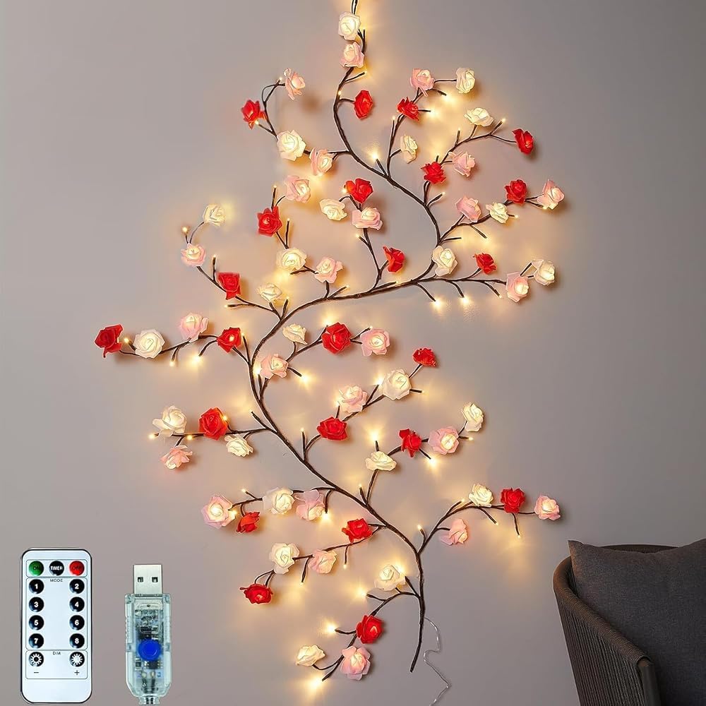 Rose Flower LED Branch Wall Light — product image 1