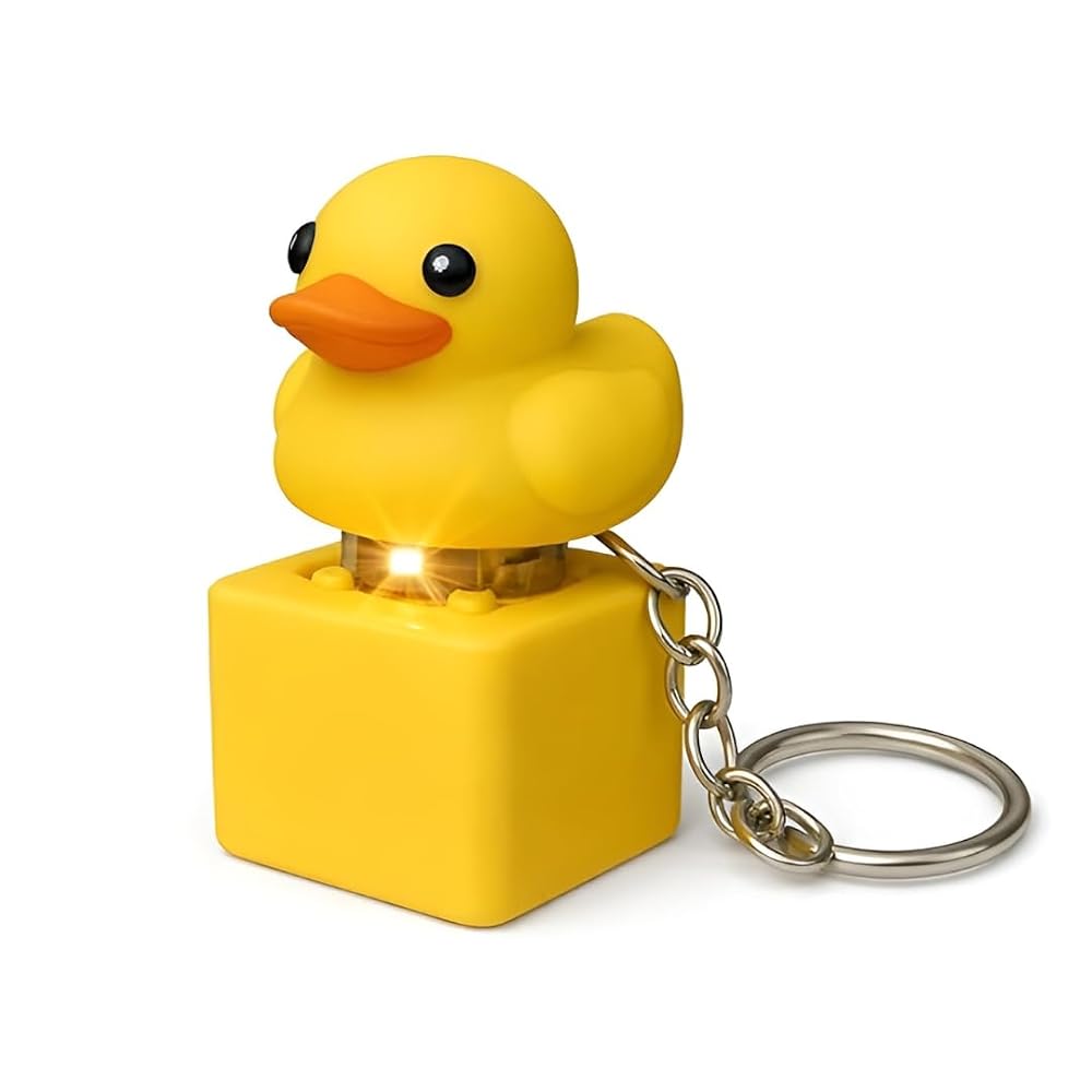 Yellow Rubber Duck Keychain with LED Light & Sound - Cute — product image 1