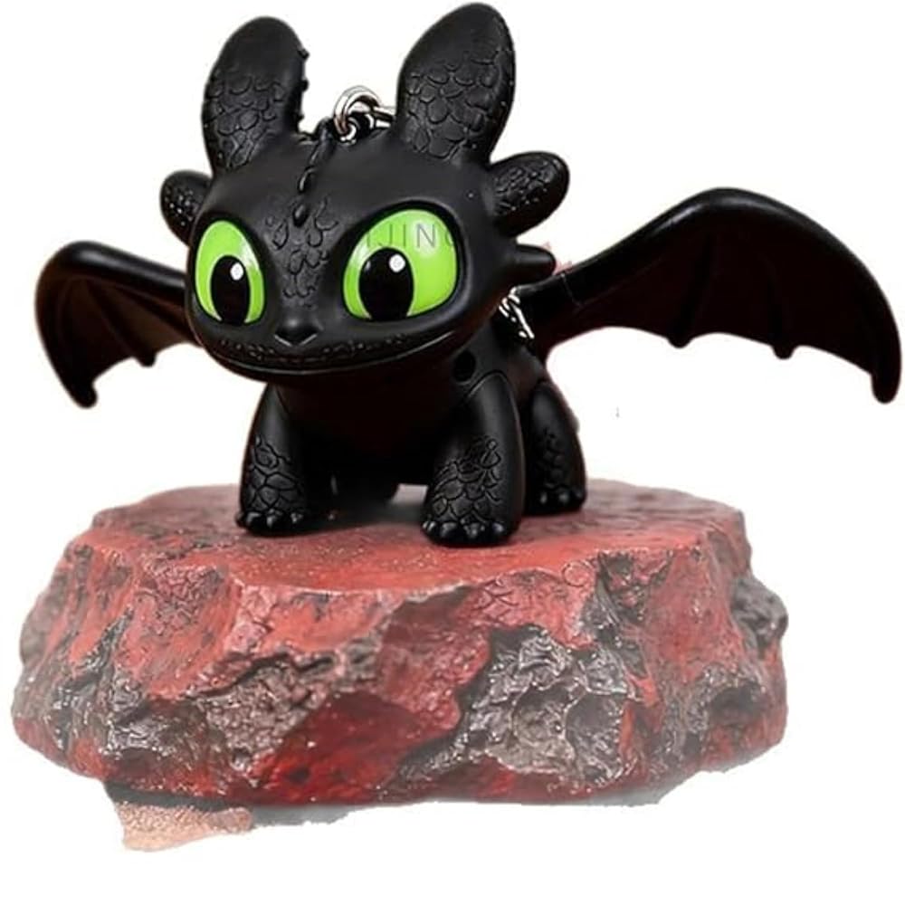 Premium Black Mini Dragon Keychain with LED Glowing Green — product image 1