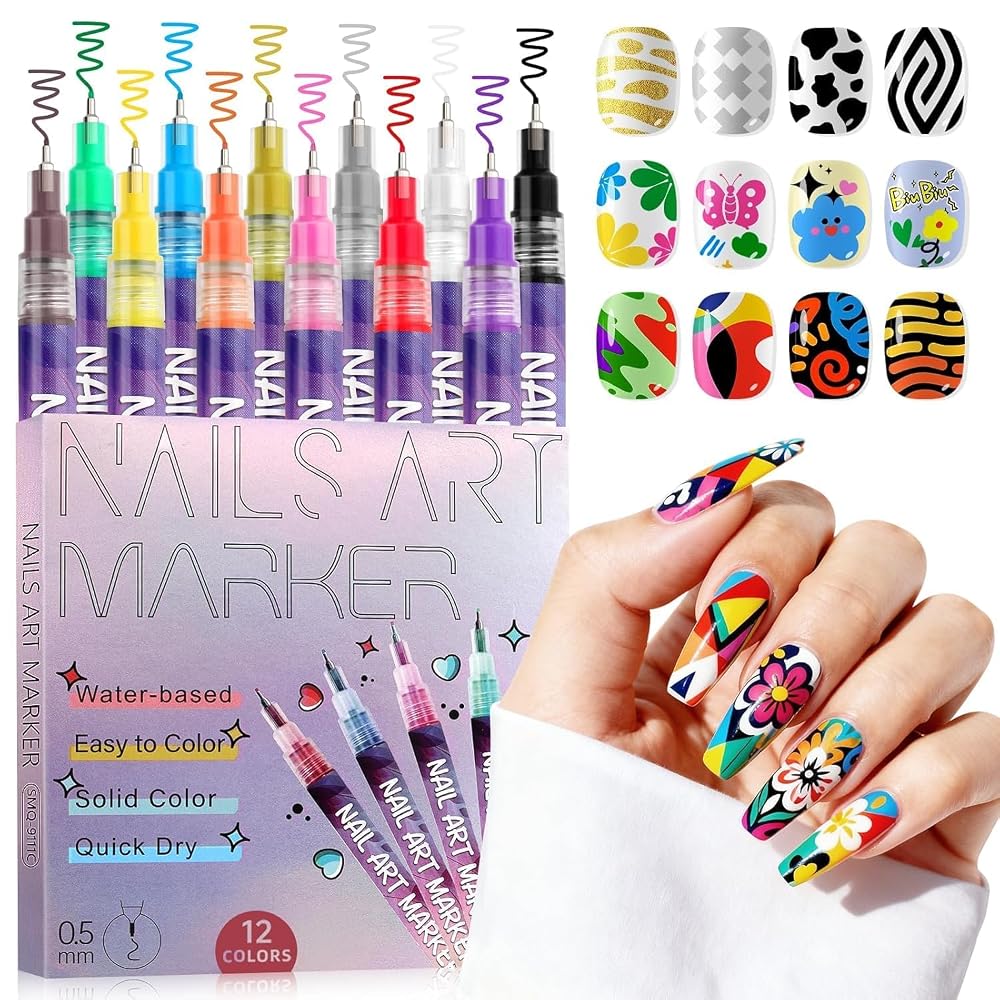 12 Colors DIY Nail Art Pens Set — product image 1
