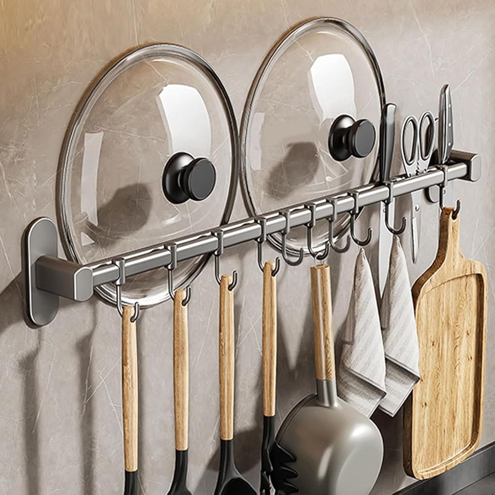 Kitchen Utensil Rack Wall Mount with 10 Hooks — product image 1